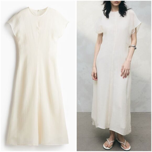 H&M Linen-Blend Dress Cream - Picture 1 of 7